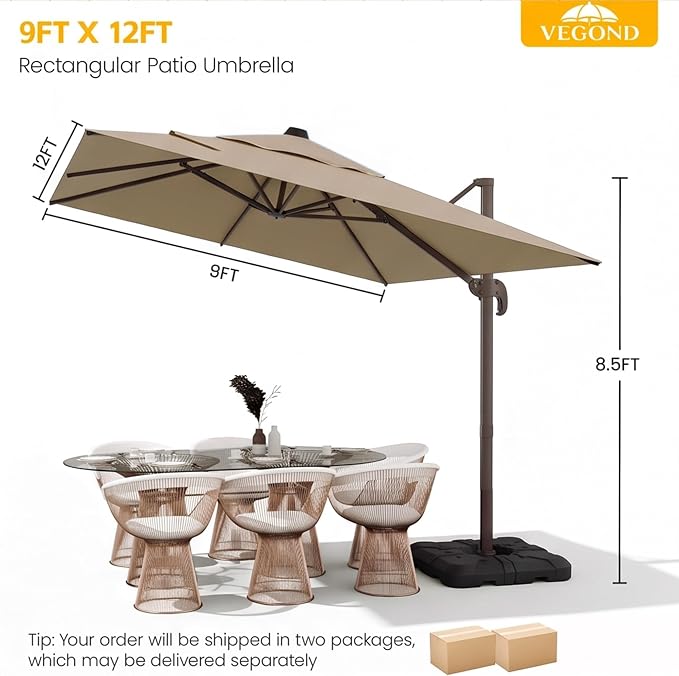 9x12 FT Patio Cantilever Umbrella - Image 2