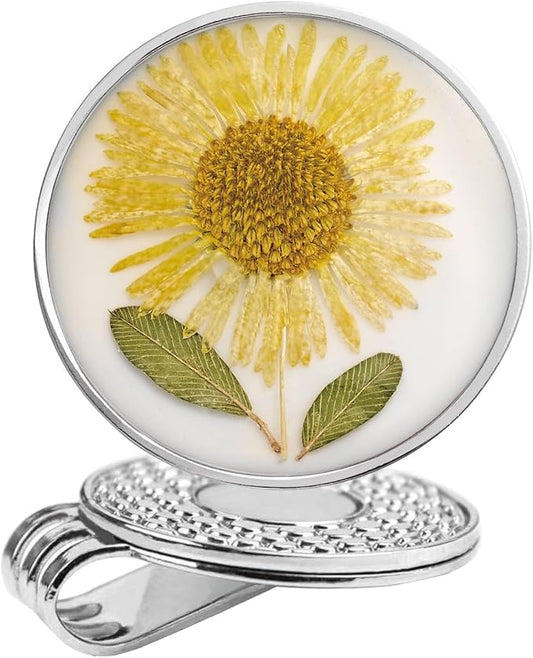 Golf Ball Marker hat Clip with Ball Marker, Handmade Pressed Flower Golf Marker, Golf Gifts, Golf Accessories for Women