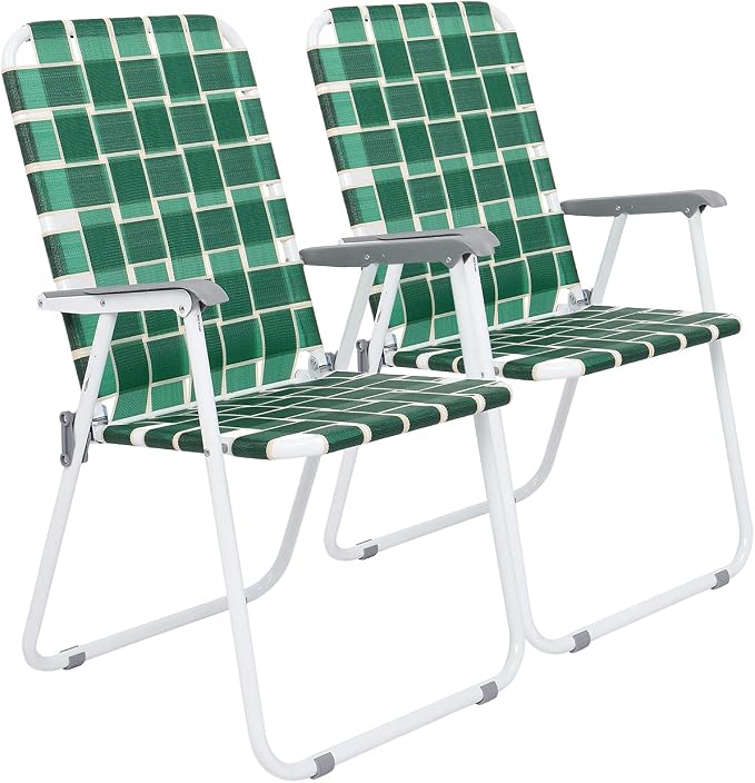 VINGLI Patio Lawn Webbed Folding Chairs Set of 4, Outdoor Beach Chair Portable by VINGLI