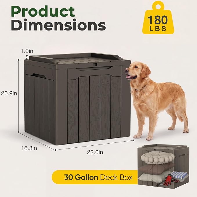 Flamaker Deck Box 31 Gallon Waterproof Resin Small Storage Box - Image 5