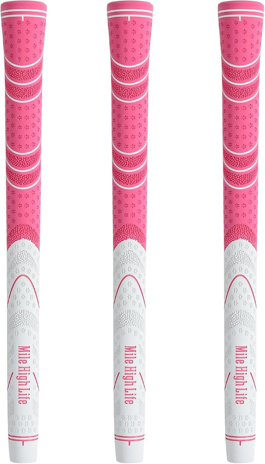 Mile High Life Golf Grips 13 Pack / 3 Pack - All-Weather Soft Rubber Golf Club Grips - High Shock Absorption, Enhanced Traction - Standard, Midsize & Jumbo Size (Core 0.58"-0.61")