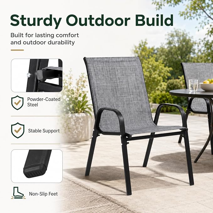 Majnesvon Outdoor Patio Chairs Set of 8, Stackable Patio Chairs, Front Porch - Image 3
