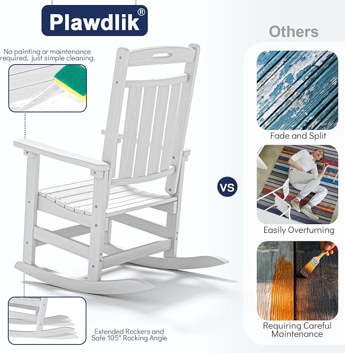 Oversized HDPE Outdoor Rocking Chair Set of 2, All-Weather, Extra Large & Extra - Image 7