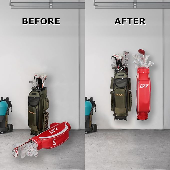 BiJun Golf Bag Organizer, Golf Bag Storage Organizer for Garage Wall Mount Golf Bag Holder Rack Stand Golf Bag Storage Rack Hangers for Storage Space for Garage