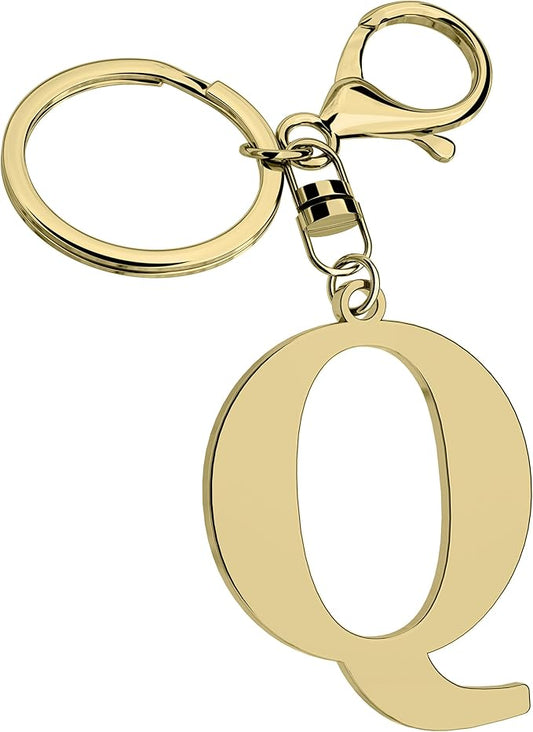 Stainless Steel Gold Letter A-Z Keychain for Women Men, Initial Letter Pendant with Key Ring, Charms for Key Backpack Bag