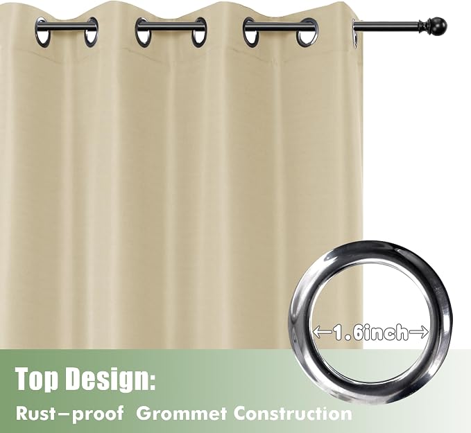 Extra Wide Outdoor Curtains for Patio Waterproof 6 Pcs 110x95 Inch Cream | - Image 4