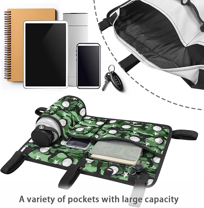 Fashion Golf Cart Rear Seat Organizer Lightweight Storage Bag Accessories for Club Car, Wheelchair and Walker