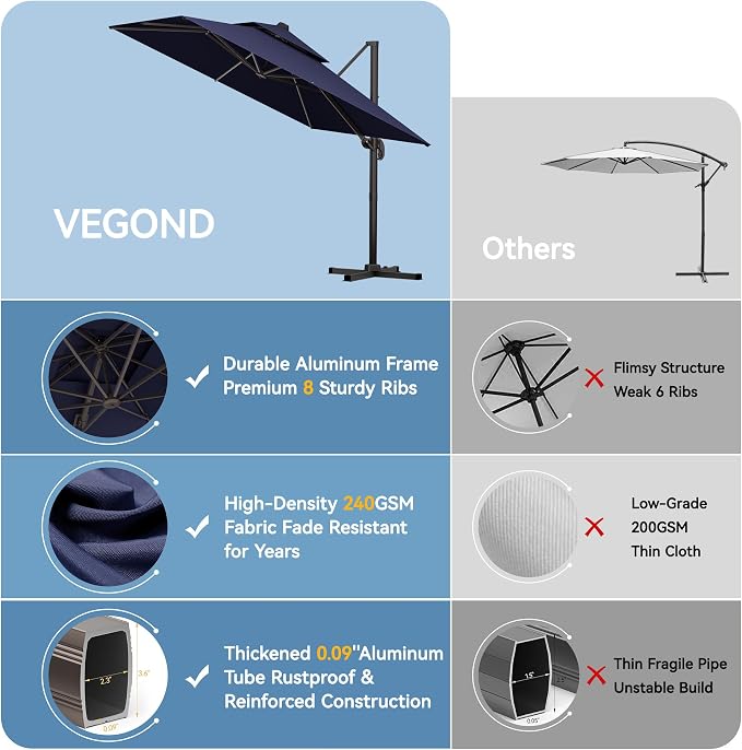 9x12 FT Patio Cantilever Umbrella - Image 2
