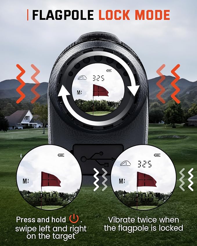 Golf Rangefinder with Slope -1500 Yards Laser Range Finder Golf for Hunter, High-Precision Flag Pole Locking Vibration, 7X Magnification, USB-C Rechargeable Rangefinders Magnet Strip