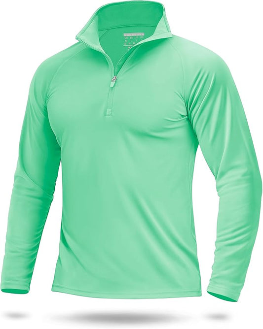 Boladeci Men's UPF 50+ Sun Shirts 1/4 Zip Long Sleeve SPF UV Protection Lightweight Quick Dry Quarter Zip Golf Shirts