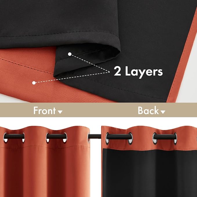 MIULEE Burnt Orange 100% Blackout Fall Curtains - Image 3