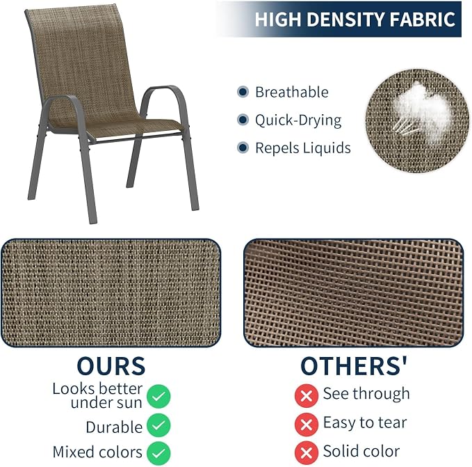 Amopatio Patio Chairs Set of 8, Outdoor Stackable Dining Chairs - Image 4