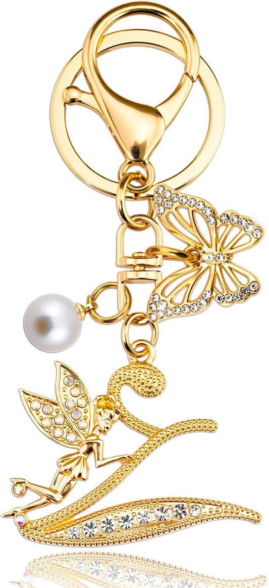 Initial Keychain Bag Charm Women Purse Charms for Handbags Accessories Charm for Wallet Butterfly Pendant for Girls