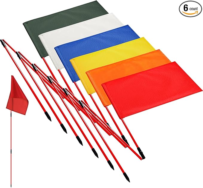 6 Set Golf Flag stick for Putting Green Golf Nylon Flags Pin Flags 3 Section Portable Putting Green Flagpoles for Backyard Practice Indoor Outdoor