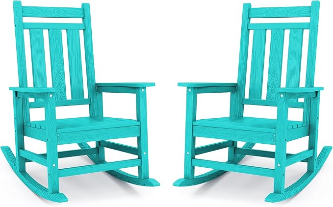 Oversized Outdoor Rocking Chair Set of 2, HDPE Patio Rockers, Aruba | | by KINGYES