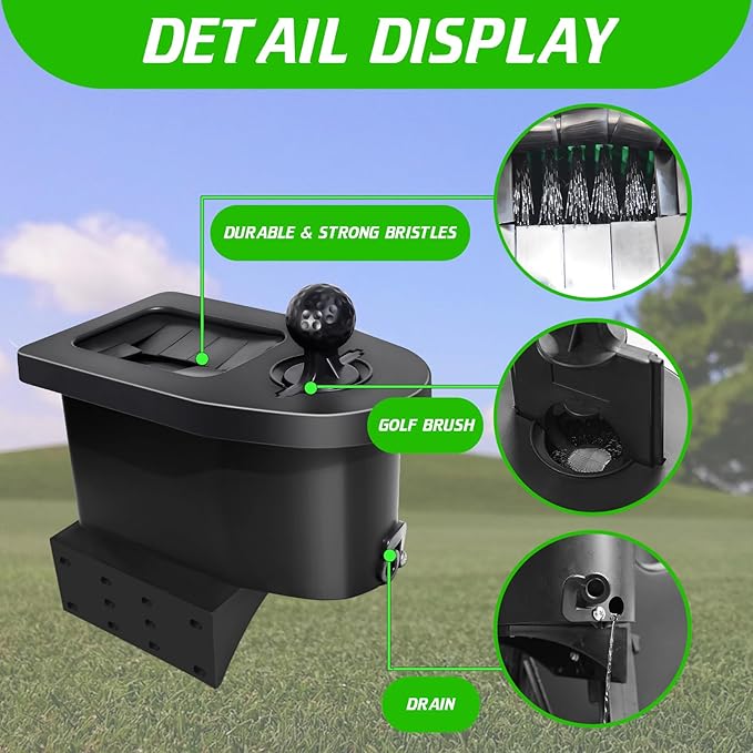 Golf Cart Ball Washer and Club Cleaner Kit with Golf Towel for EZGO, Club Car, Yamaha, Advanced EV, Star EV, Universal & Detachable