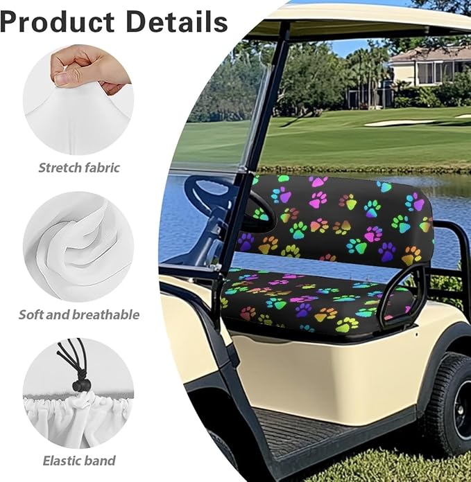 Fashion Print Golf Cart Seat Covers 2 Passenger Golf Cart Backrest Cover Golf Cart Seat Towel Gift for Friends