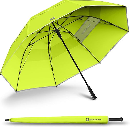 Weatherman Umbrella - Golf Umbrella - Windproof Sports Umbrella Resists Up to 55 MPH Winds - Available in 2 Sizes and 5 Colors