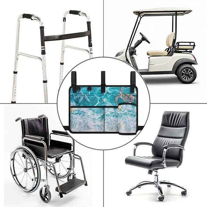 Beach Golf Cart Rear Seat Organizer Foldable Storage Bag for Club Car, Wheelchair and Walker