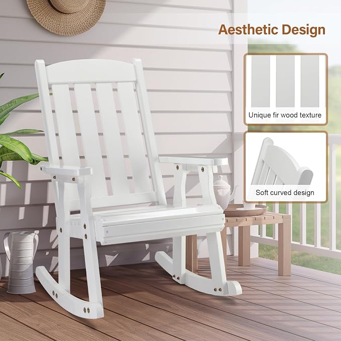 VINGLI Outdoor Rocking Chair Set of 2, Heavy Duty 600 LBS Rocker, Weatherproof - Image 5