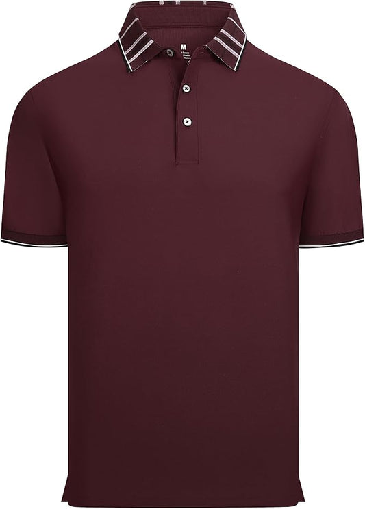 Alex Vando Mens Golf Shirts Moisture Wicking Quick-Dry Short Sleeve Fashion Designed Polo Shirts for Men