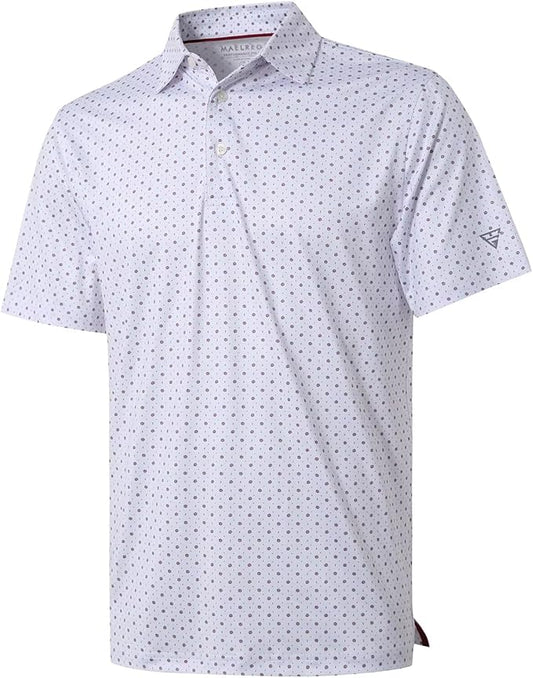 Golf Shirts for Men Dry Fit Short Sleeve Print Performance Moisture Wicking Polo Shirt