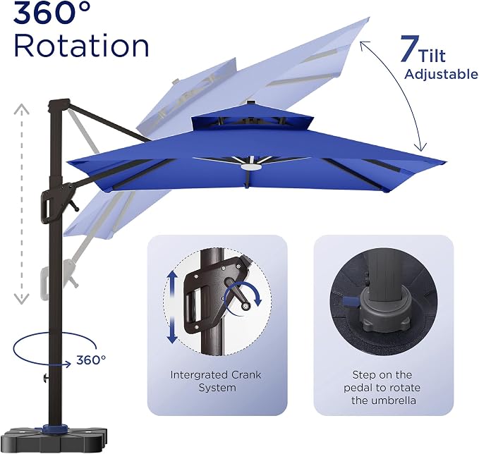 Deconk 10' X 13' Patio Cantilever Outdoor Umbrella - Image 6