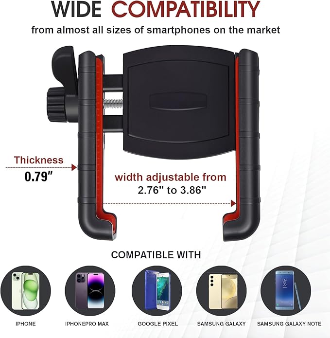 Upgraded Golf Cart Phone Mount Holder Compatible with EZGO/Club Car/Yamaha, [Big Phones & Thick Cases Friendly] Universal Phone Holder Compatible with iPhone/Galaxy/Google Pixel, All Smartphones