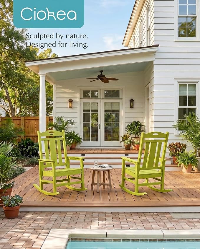 Oversized Outdoor Rocking Chair, 380lbs Heavy-Duty Large Patio Rocker, Weather - Image 2