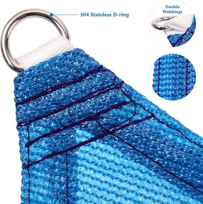 Eden's Decor Straight Flat-Edged 6' x 9' Blue Sun Shade Sail Rectangular - Image 2