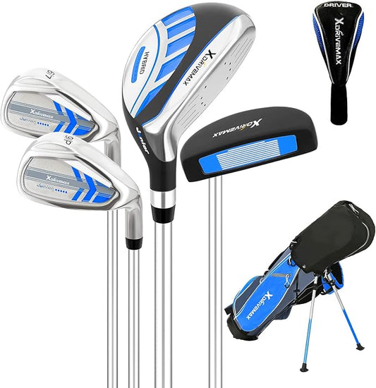 5/6 Pieces Kids Golf Club Set, Junior Golf Club Set Ages 4-12 Includes Stand Bag, 1# Drive, 5# Hybrid, 6/7#, 9/P# Irons and Putter Right Hand for Boys Girls