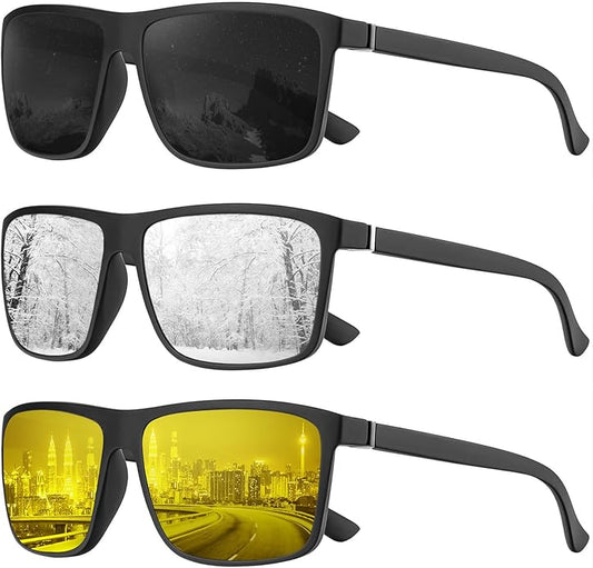 KALIYADI Polarized Sunglasses for Men and Women, Mens Sun Glasses with UV Protection for Driving Fishing Golf (3 Packs)