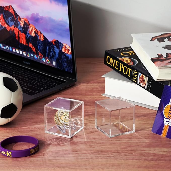 Championship Ring Display Case, Acrylic Display Box and Holder for Super Bowl, Championship, and Baseball Rings, for Collectors and Enthusiasts, 8pcs