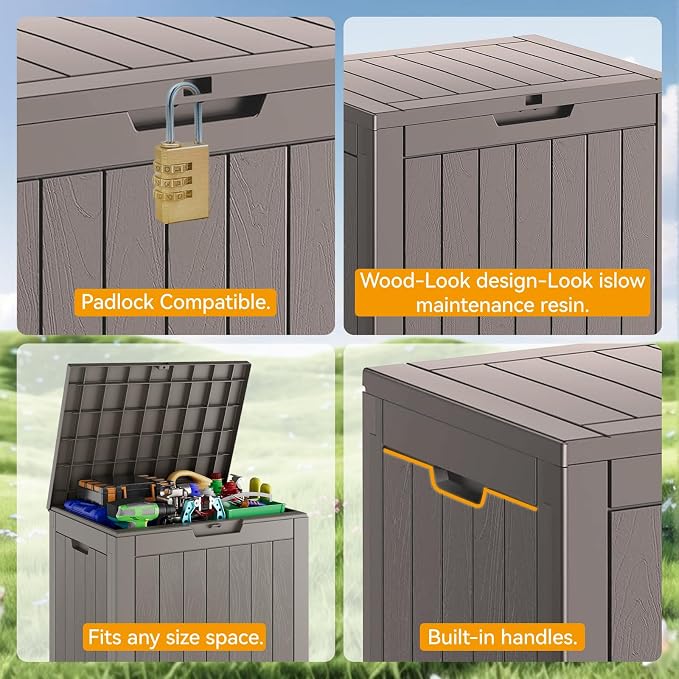 32 Gallon Outdoor Storage Box 2 Pack All-Weather Deck Box - Image 3