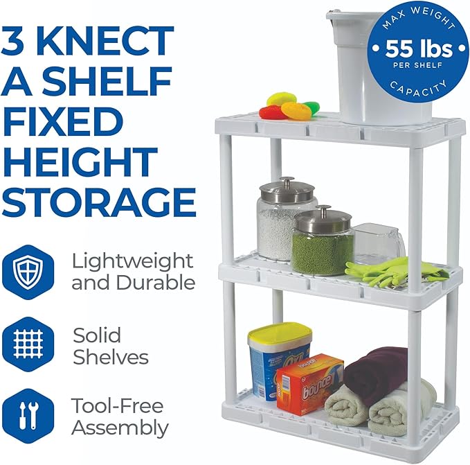 Gracious Living 3 Pack Light Duty Storage Shelves, Knect-A-Shelf 3-Shelf - Image 4