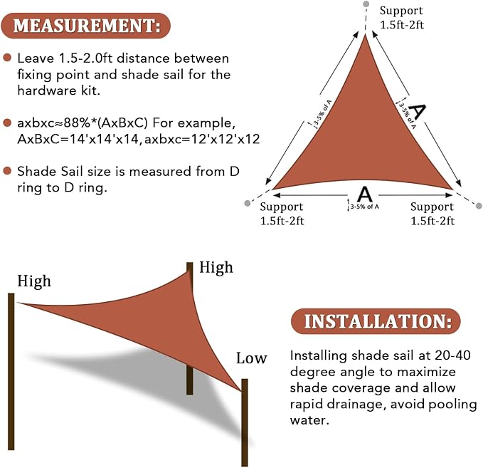 Shade&Beyond Custom Sun Shade Sail 6'x6'x8.5' Triangle Sun Sail Shades Patio UV - Image 6