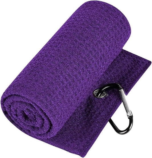 Golf Towel with Clip, Soft Microfiber Cleaning Cloth for Golf Clubs and Balls, Compact and Absorbent(A)