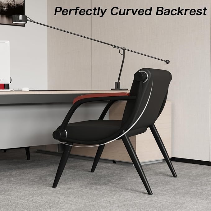 wonline Waiting Room Chairs, Office Furniture Reception Chairs with Arms, Leather Chairs is Suitable for Clinic,Airport,Hospital,Barber,Salon,Bank-Black