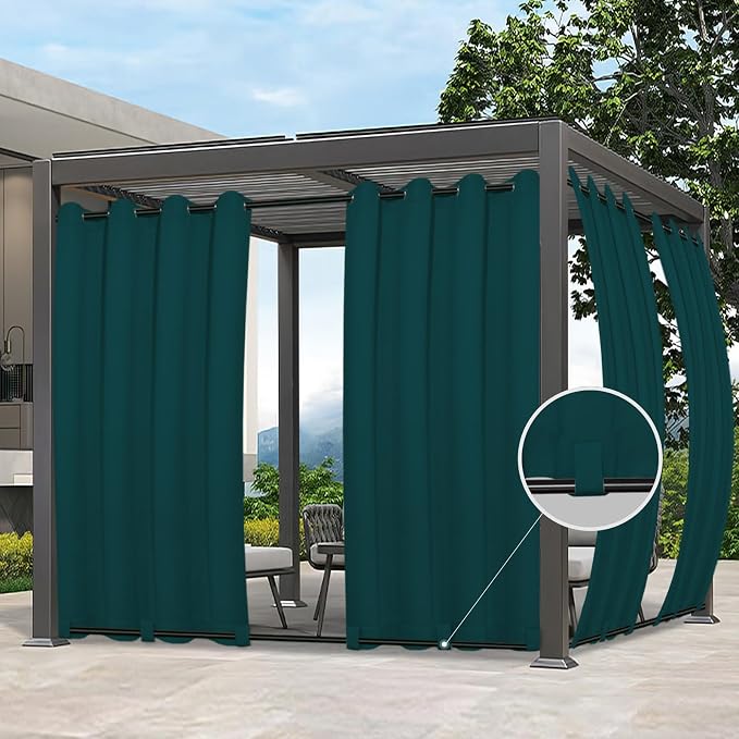 Easy-Going Outdoor Curtains for Patio 1 Panel, 54x108 inch, Teal | Waterproof by Easy-Going