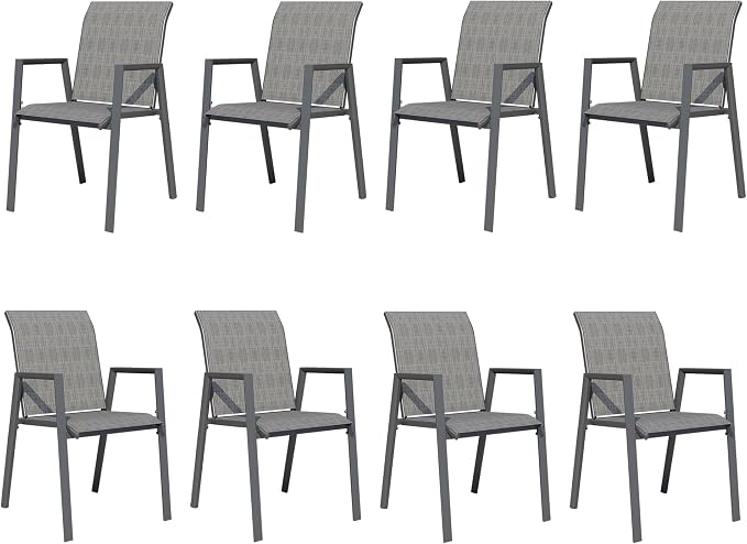 Outdoor Patio Chairs Set of 8, Lightweight Patio Set - Image 7