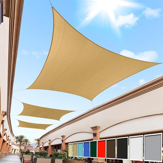 Royal Shade 11' x 11 Custom Size Sand Beige Rectangle Sunshade Sail by RoyalShade
