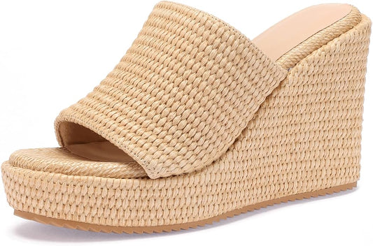 VICKI·VICKI Wedges for Women Platform Sandals Wedge Heels for Sandals Comfortable Summer Espadrille Shoes Ankle Strap&Open Toe
