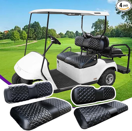 EZGO seat Cover, fit for TXT RXV-4 Vinyl seat Cover, Diamond Texture, Easy to Install Golf cart Accessories, no Staples Required (Black, Suitable for 1994-2013)