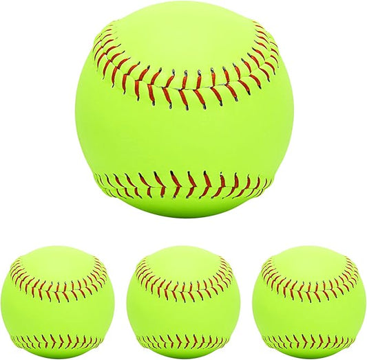 GKK Softballs 4 Pack Sports Practice Softballs 12 Inch Slow Pitch Official Size and Weight Softball Autograph Softball Training Ball for Games, Soft Toss, Batting, Fielding, Hitting, Pitching