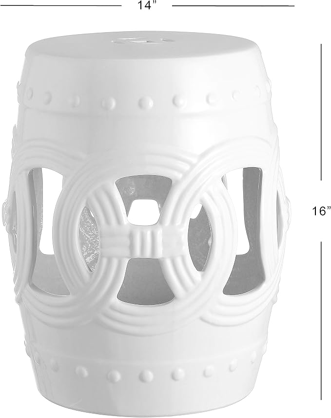 JONATHAN Y Lucky Coins 16" Ceramic Garden Stool Side Table, Drum Shape - Image 3