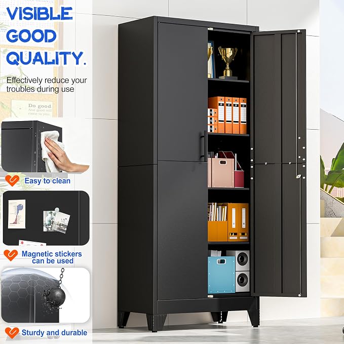 GAIOUS Tall Metal Storage Cabinet - Image 4