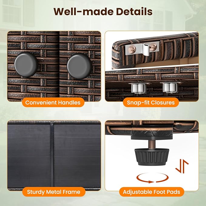 Tangkula Rattan Outdoor Storage Cabinet, Patiojoy Outdoor Cabinet - Image 7