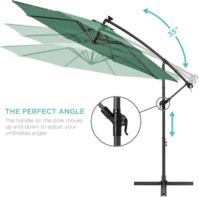 Best Choice Products 10ft Solar LED Offset Cantilever Hanging Market Patio - Image 4