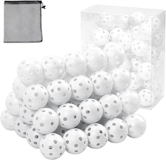 Plastic Golf Balls Practice Limited Flight Golf Training Ball Hollow Swing Practice Indoor Golf Balls with Mesh Drawstring Bag for Backyard Driving Range or Outdoor