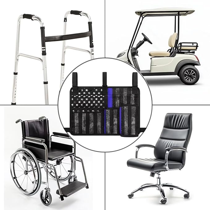 American Flag Golf Cart Bag, Golf Cart Rear Seat Organizer with Open Pockets for Golf Balls & Bottles